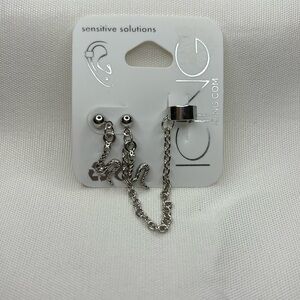 Icing Snake Earrings and Ear Cuff Silver